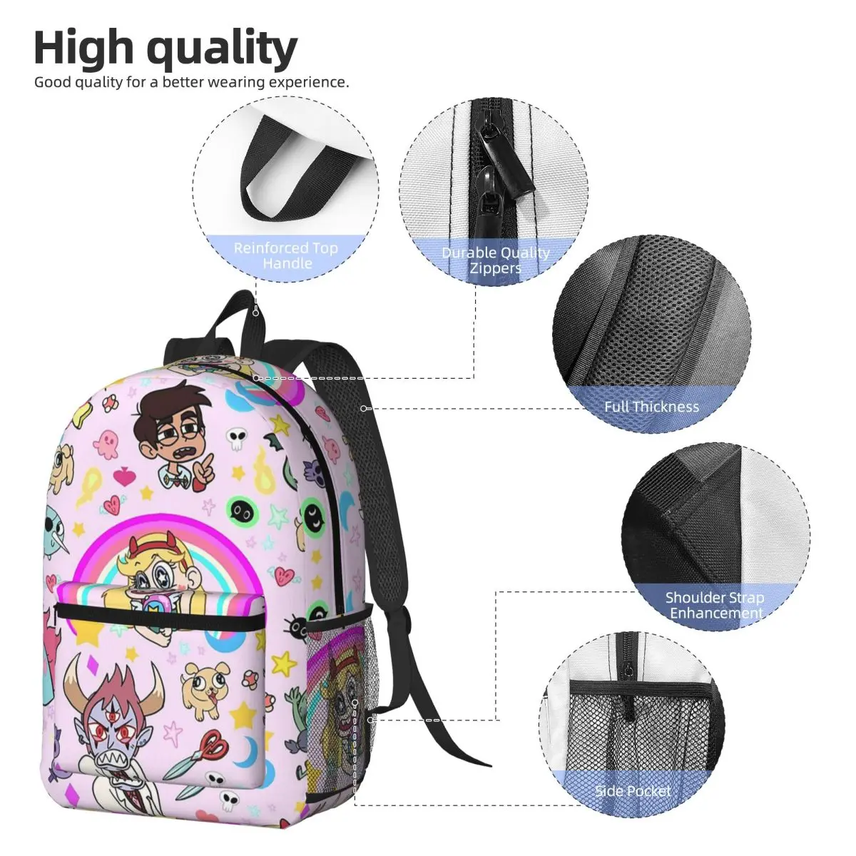 Star VS The Forces Of Evil Backpack Daypack Large Capacity Children BookBag School Bag Shoulder Bags for Men Women