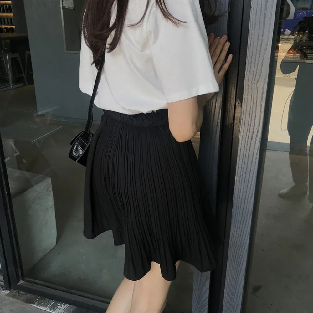 Women Pleated Skirt Cute Sweet Girl S-XL School Uniform Skirt Black High Waist Dance Skirt Fashion Female Pleated Mini Skirts