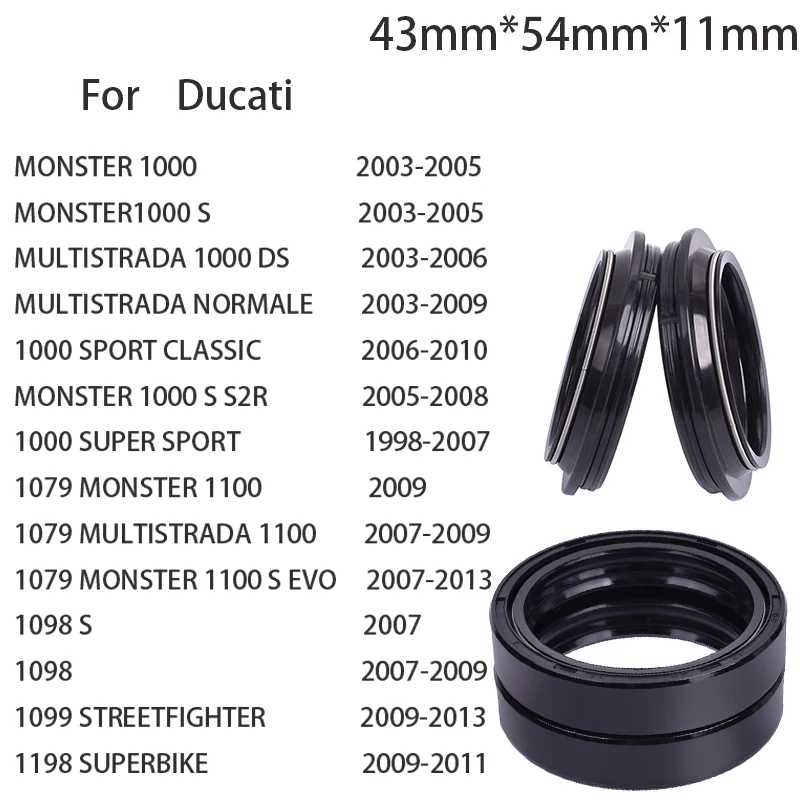 43x54x11 43 54 Motorcycle Front Fork Dust Oil Seal for Ducati MONSTER SUPER SPORT BIKE STREETFIGHTER 1000 1079 1098 1099 1198