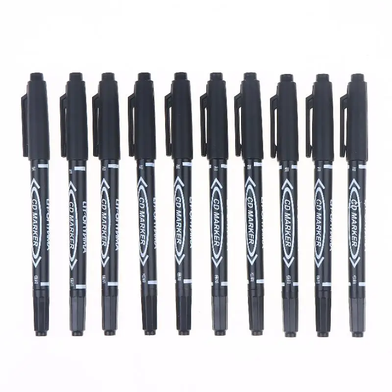 10Pcs/Set Double-Tip Permanent Paint Marker Pens Ink Not Erasable For Plastic Wood Stone Metal Glass Doodling Marking Graffiti