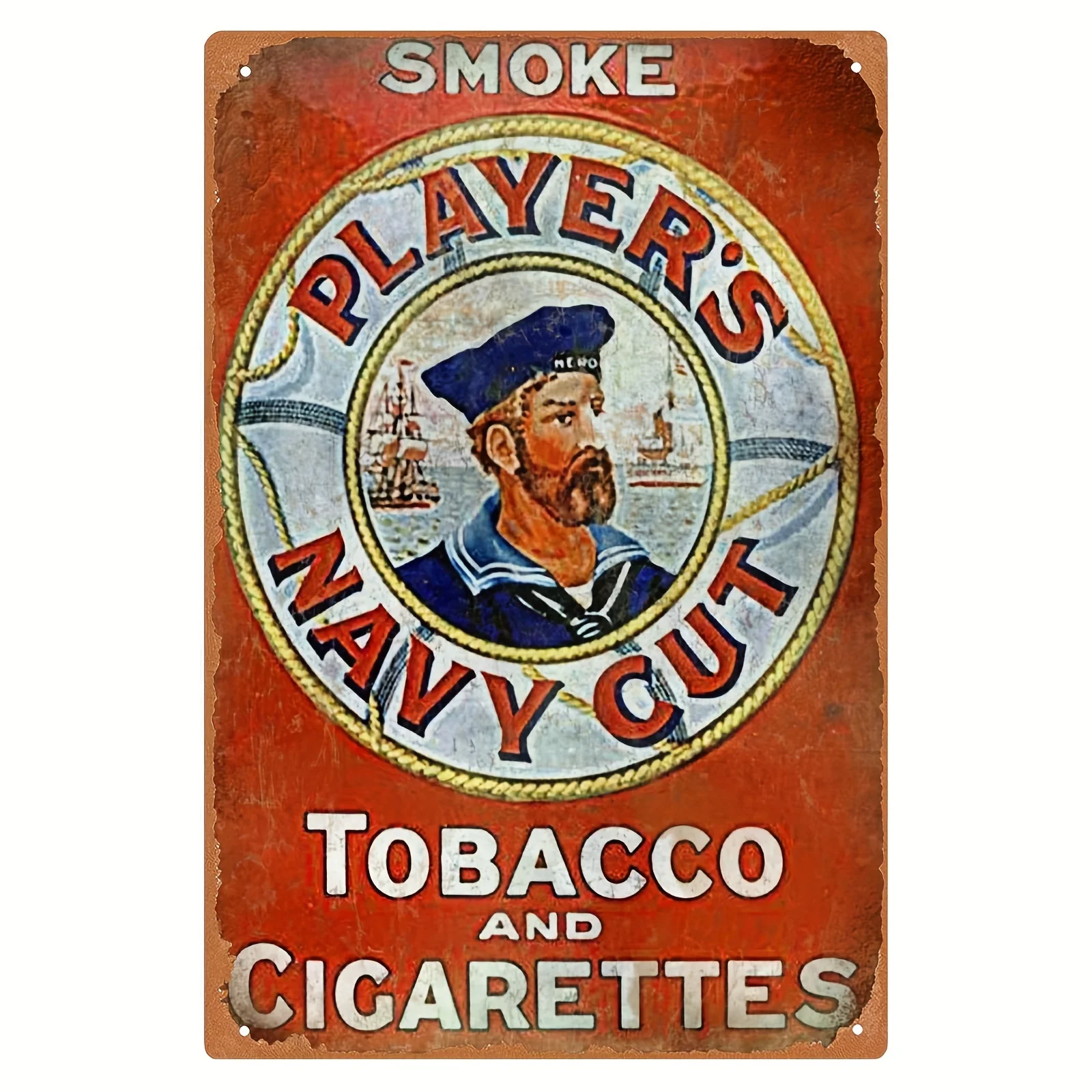 Vintage Player'S Navy Cut Tobacco and Cigarettes Metal Sign - Humorous Art Iron Poster Wall Hanging Decor for Home, Bar, Cafe,