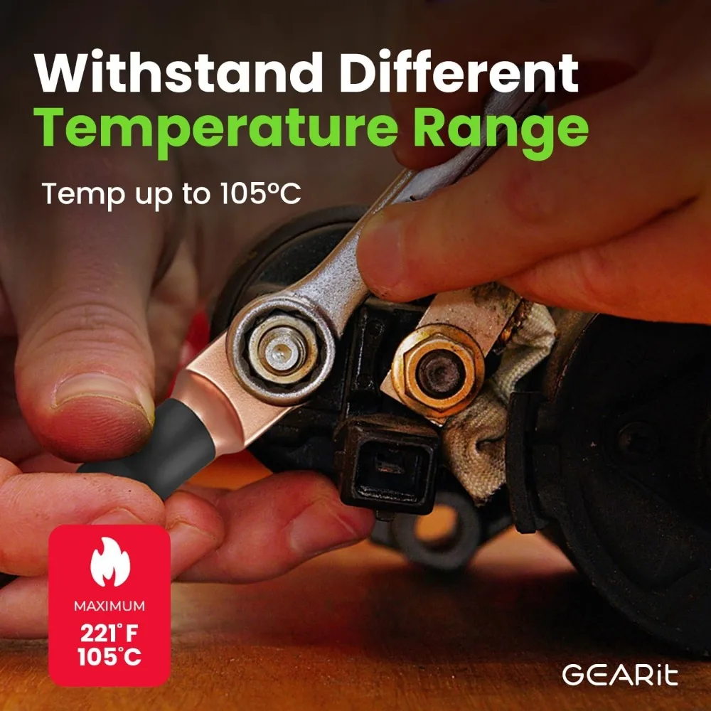 Kit de cables de batería automotriz de calibre 8 con envoltura termorretráctil y terminales, cable negro/rojo de 25 pies para audio de automóvil