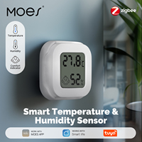 MOES Smart Zigbee Indoor Temperature Humidity Sensor Tuya LCD Display Screen APP Remote Monitoring Works With Smart Life APP