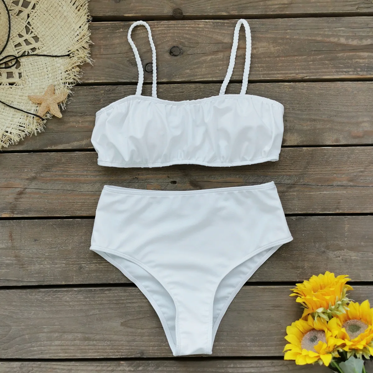 3Pcs Sexy Bikini Set With Cover Up Shell White Swimsuit Women Halter Swimwear Female Off Shoulder Bathingsuit Biquini Beachwear