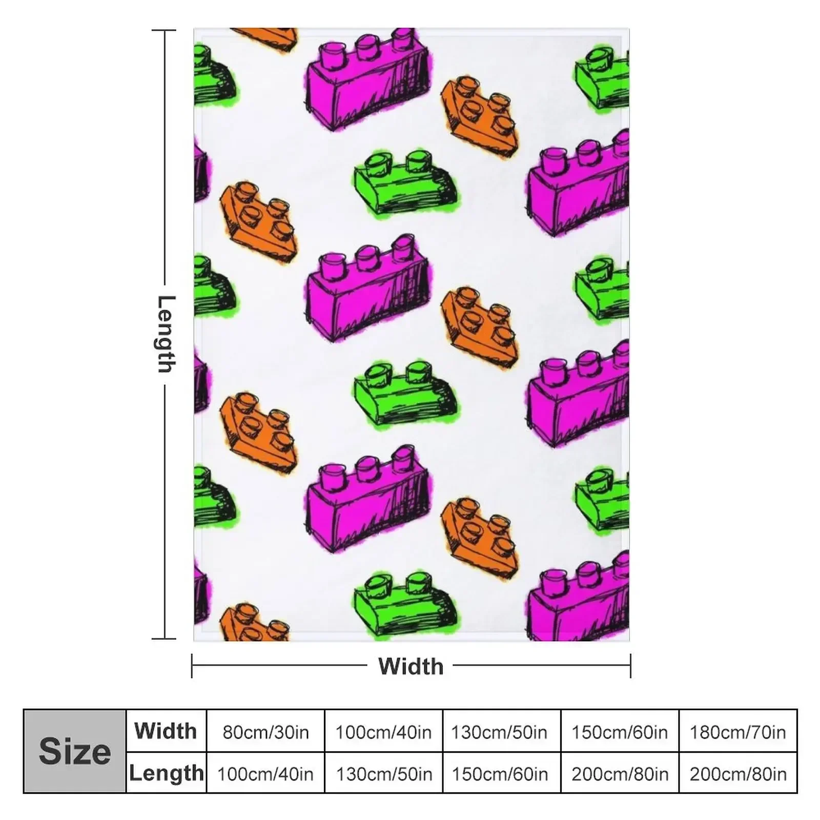 Secondary Colors Building Blocks Throw Blanket couch cozy soft plush fuzzy picnic outdoor blanket