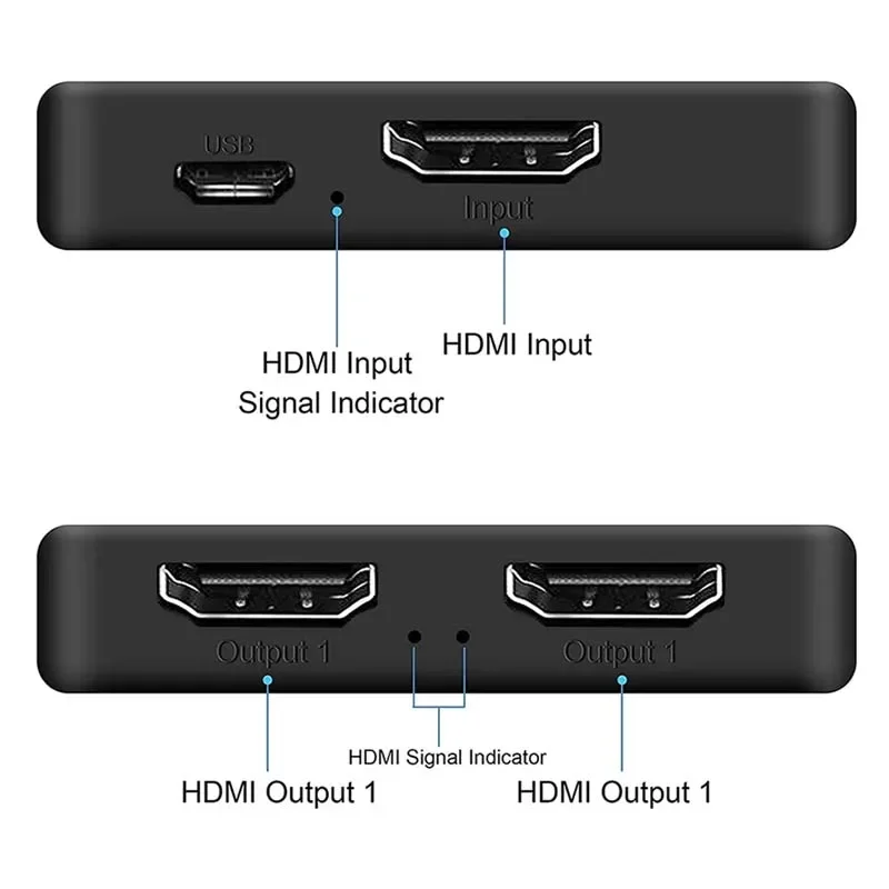 4K30Hz HDMI Splitter 1x2 HDMI Schalter 1 in 2 out Video Distributor Splitter 1080P Dual Display für TV PC Laptop Monitor Projektor