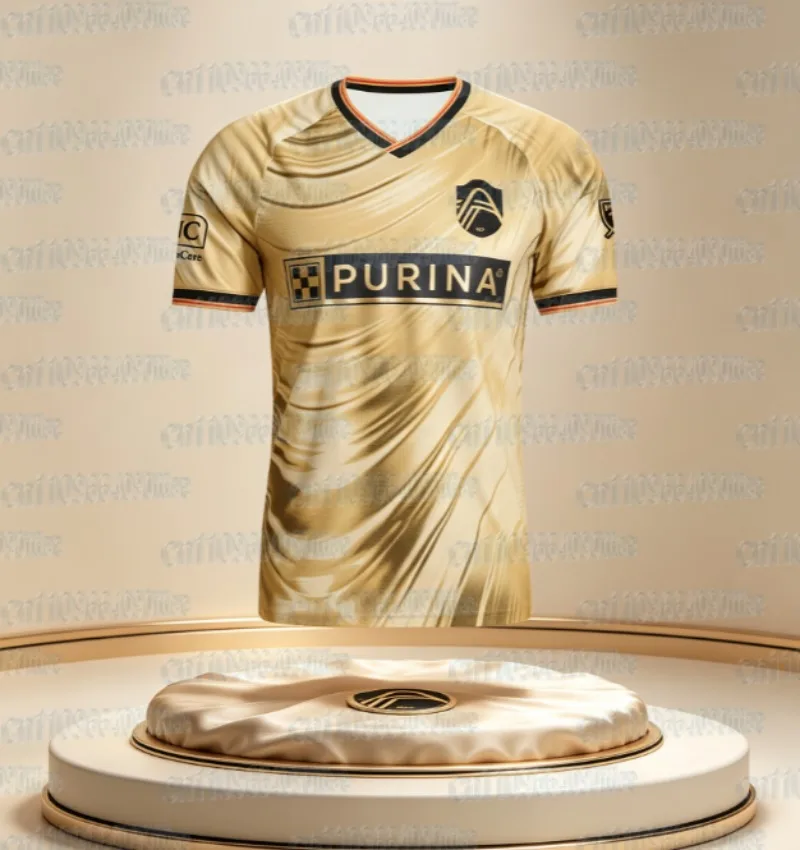 New St. Louis City SC 202526 Away Soccer Jersey MLS Men's Football Shirt Fan Version Gold Black Red Wave Pattern Kit
