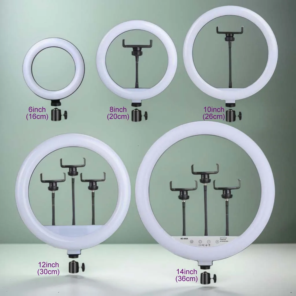Кольцевой светильник для селфи, Led лампа 6-12 дюймов, со штативом 14 дюймов, для стриминга видео в реальном времени