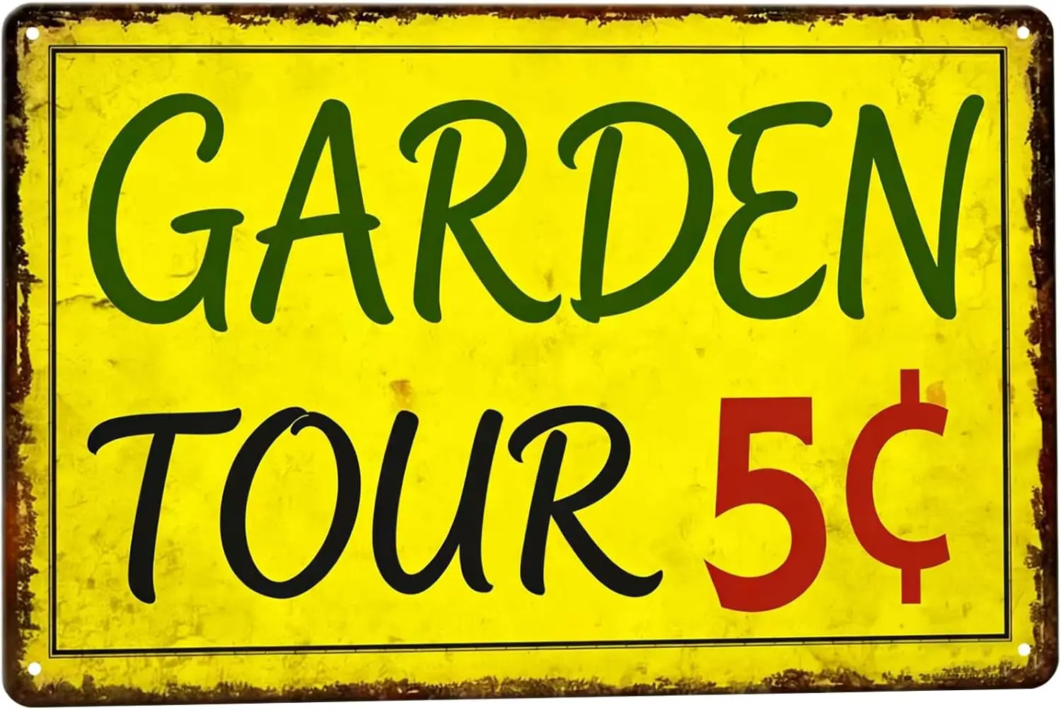 Vintage Garden Metal Tin Sign Garden Tours 5 Cents - Retro Hummingbird & Floral Welcome Sign, Personalized Outdoor Garden De
