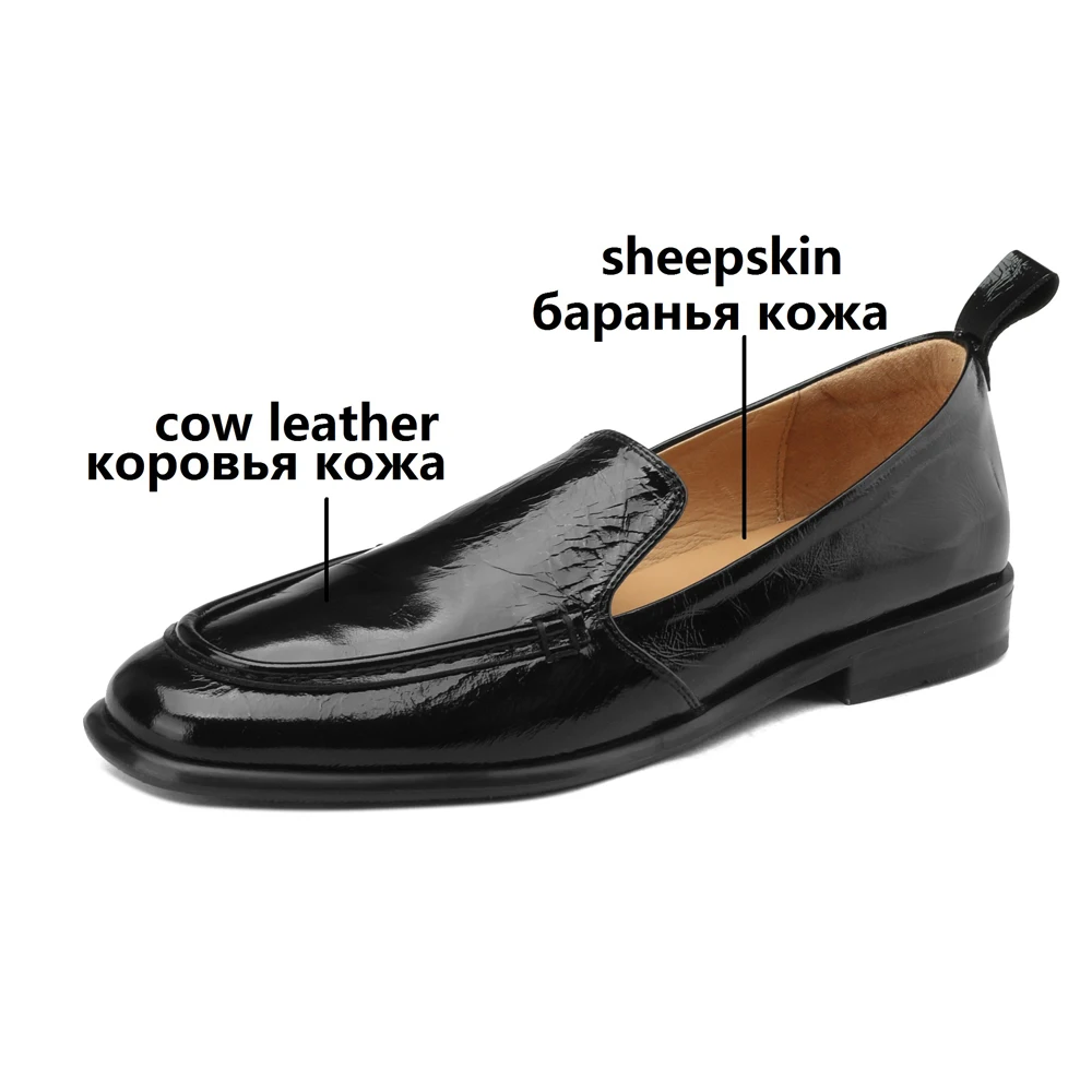 2023 New Fashion Women Spring Summer Luxury Leather Casual Flats Ladies Round Toes Loafers Girls Designer Slip On Shoes Black