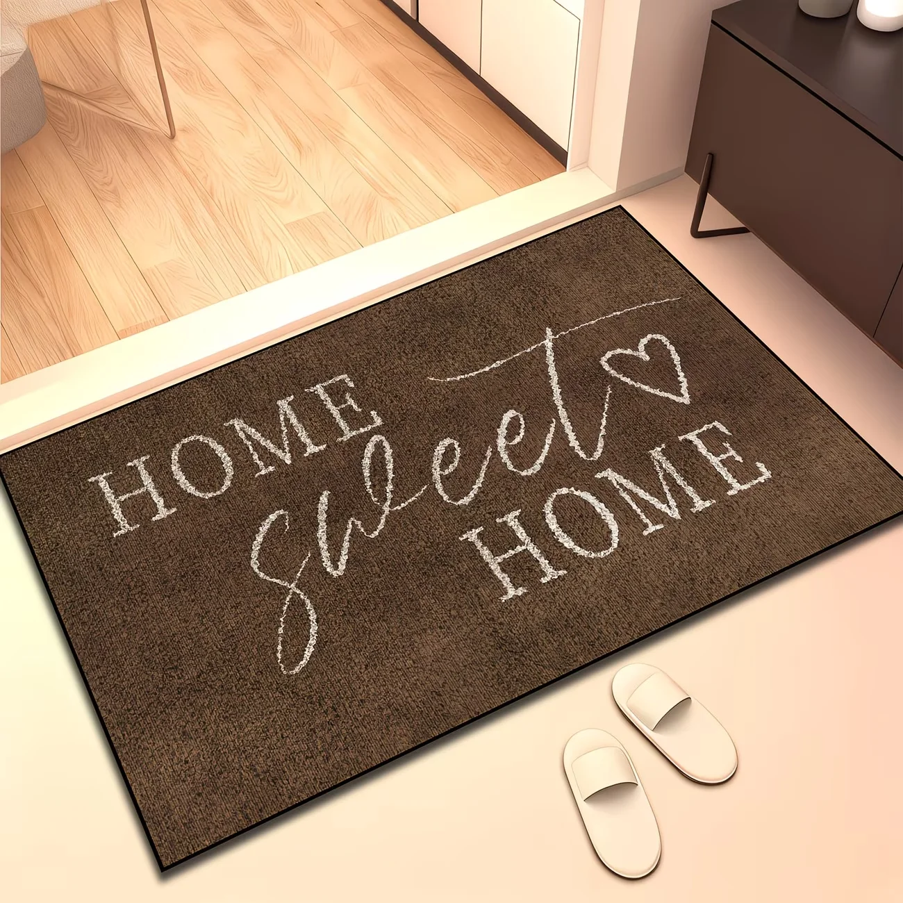 1 Stück Willkommensmatte mit Buchstabenmuster „Home Sweet Home“ und Herzakzenten, geeignet für Türöffnungen im Innen- und Außenbereich, Wohnzimmer, Schlafzimmer