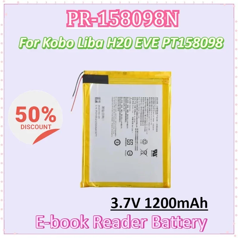 

PR-158098N 3.7V 1200mAh for Kobo Liba H20 EVE PT158098 Electronic Reader Replacement Battery 1ICP2/80/98