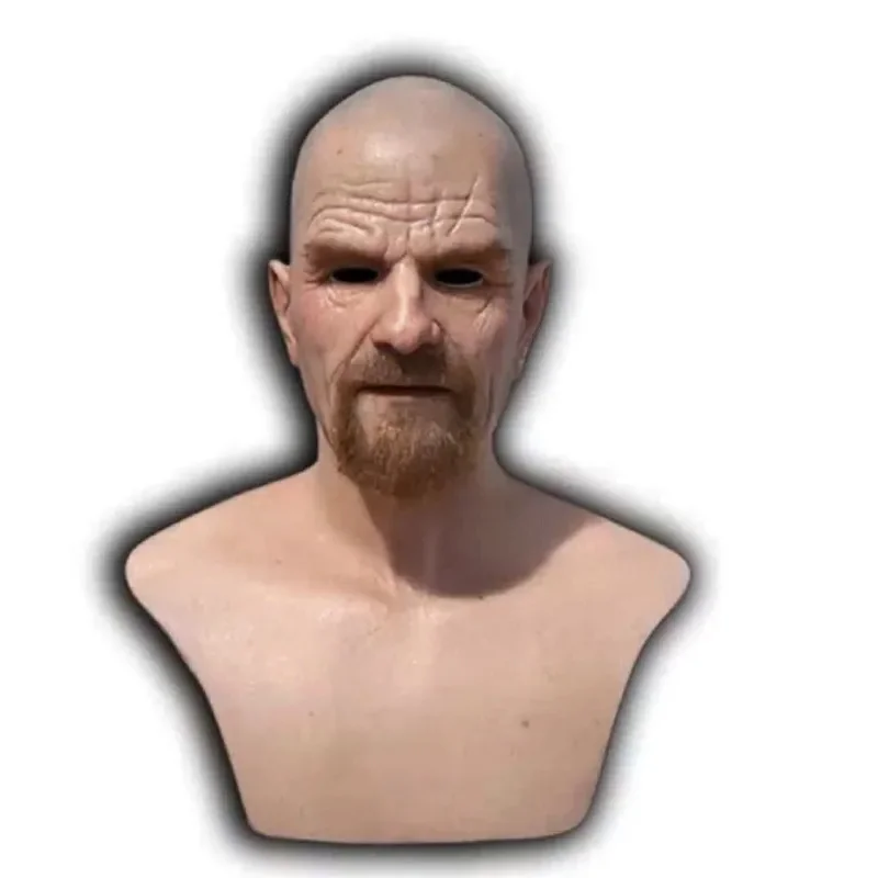 Máscara divertida de simulación 3D de látex para adultos, sombrero aterrador, cara completa, parte superior del cuerpo, utilería para fiesta de Halloween, hombre guapo, Mr. white