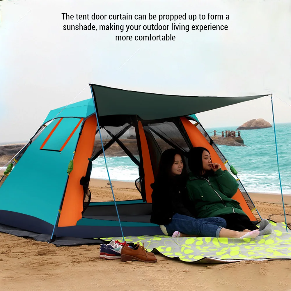 Outdoor Automatic Quick Open Tent Waterproof Camping Hiking Pop Up Tent 3-4 Person Instant Setup Tent Traveling Equipment 2024