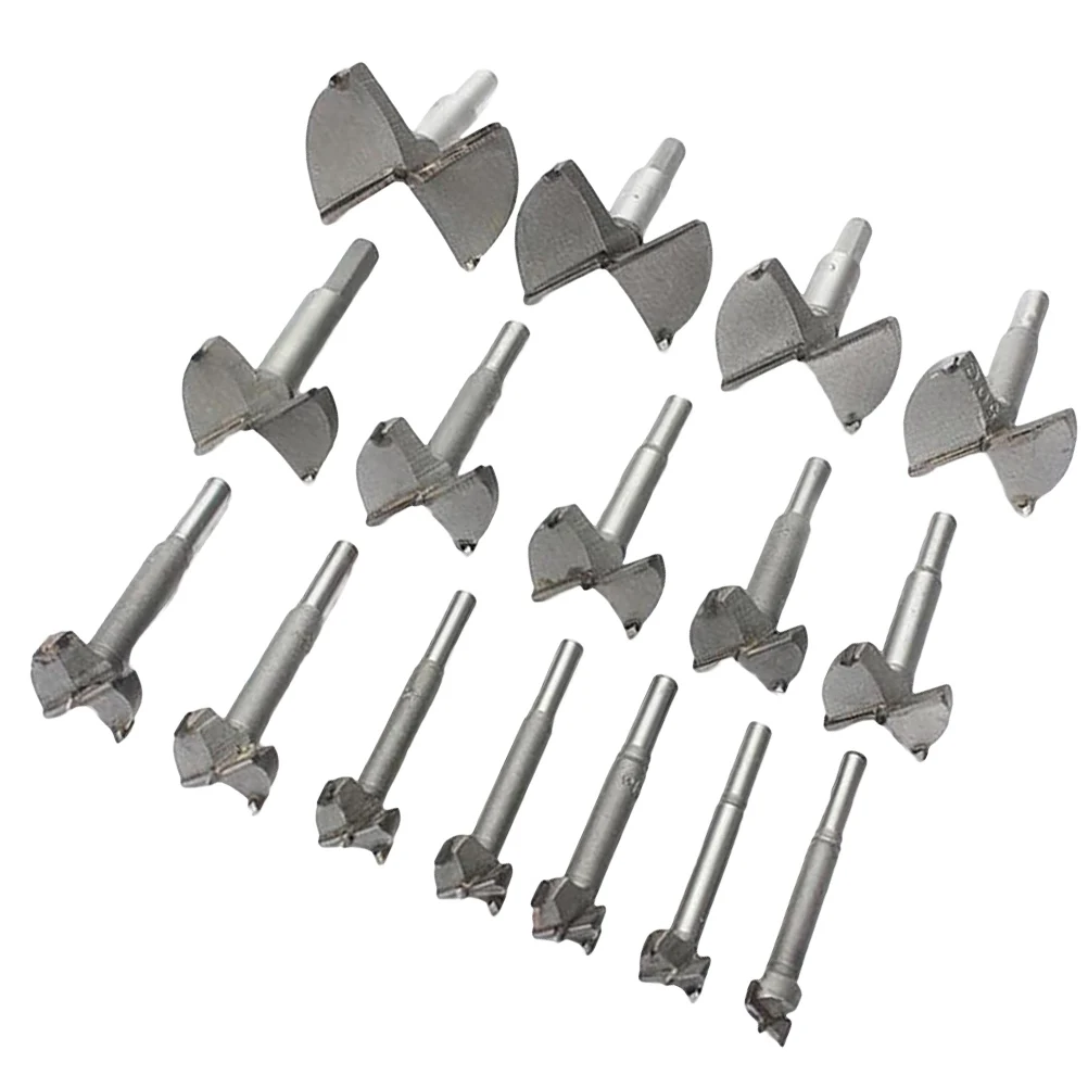 

16pcs Woodworking Drill Bit Set Carbide Forstner Hinge Hole Saw For Power Tools Silver Alloy Steel Easy Drilling Wood Cutter