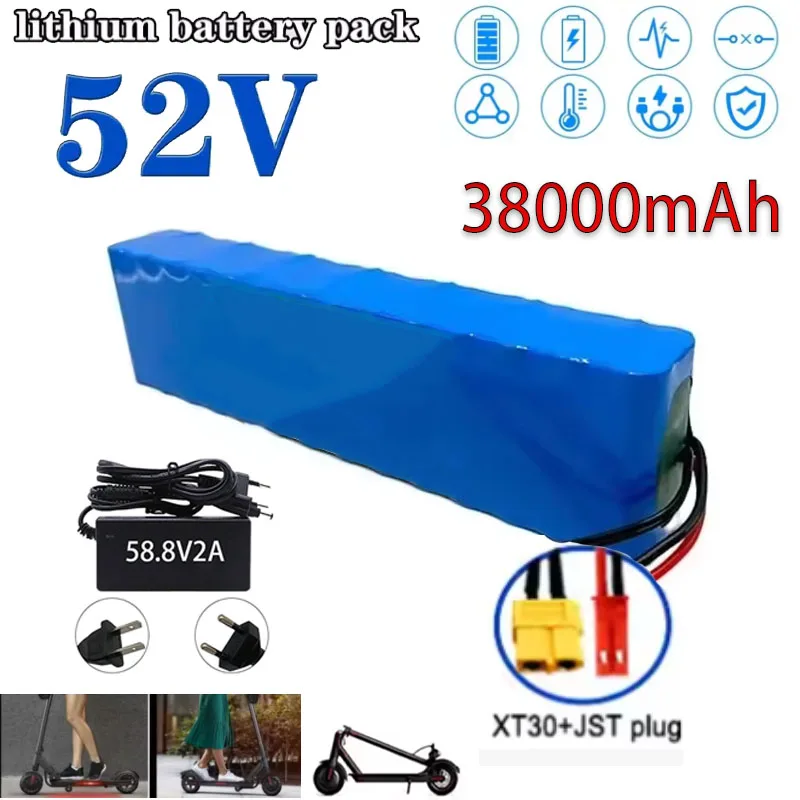 

100% New Original Lithium Battery 52V 38AH 14S2P 52V 38000MAH High Capacity 1000W Electric Scooter Battery Integrated in BMS