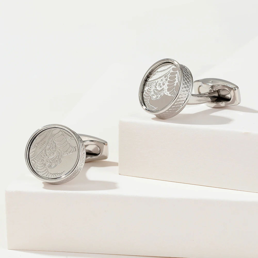 

Cufflinks for Men TOMYE XK22007 Cute Silver Color Patterns Round Button Cuff Links Dress Shirts Gifts Jewelry