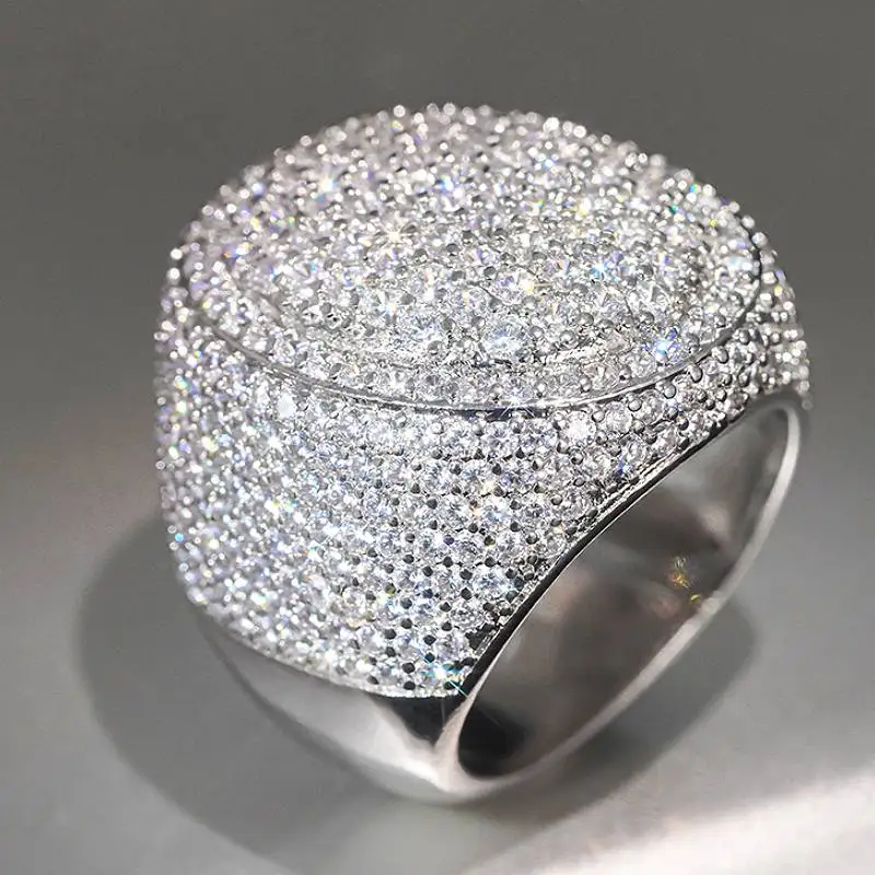 Huitan Wunderschöner Damenring mit brillantem Zirkonia, modisch, für Partys, Luxus, Hochzeit, Verlobung, Accessoires, bezaubernder Schmuck
