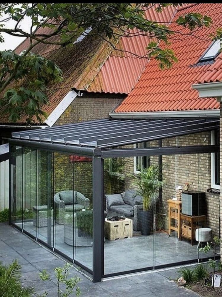 Summer Sunroom Sliding Door Greenhouse Double Glazed Aluminum Alloy Profile Front Entry Doors Custom Garden Room Home Decor