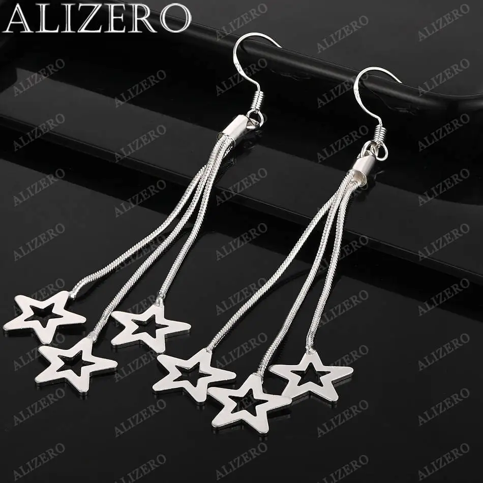 

Fine 925 Sterling Silver Earrings Tassel Stars Drop Earrings Jewelry Fashion Party and Daily Wear