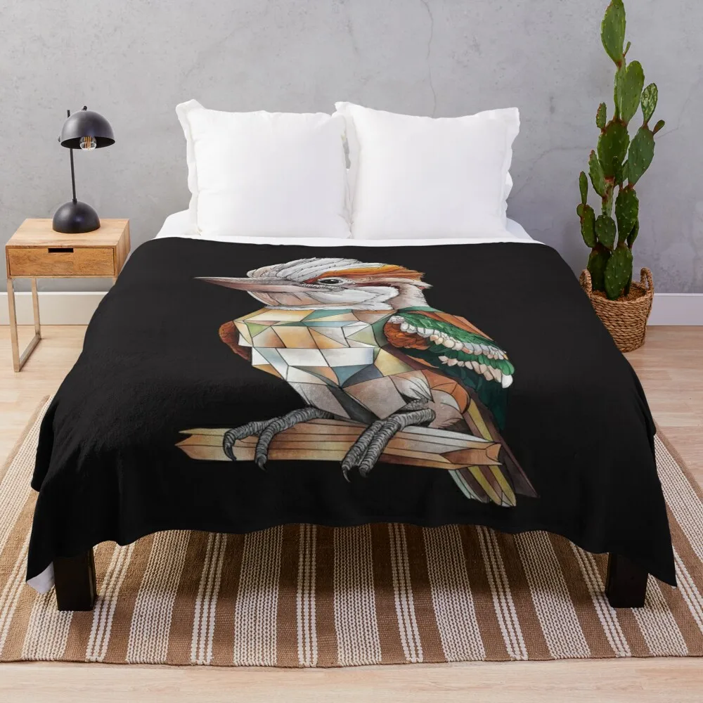 

Geometric Kookaburra Art – Unique Cube-Shaped Australian Bird Illustration Throw Blanket Thins Summer Blankets