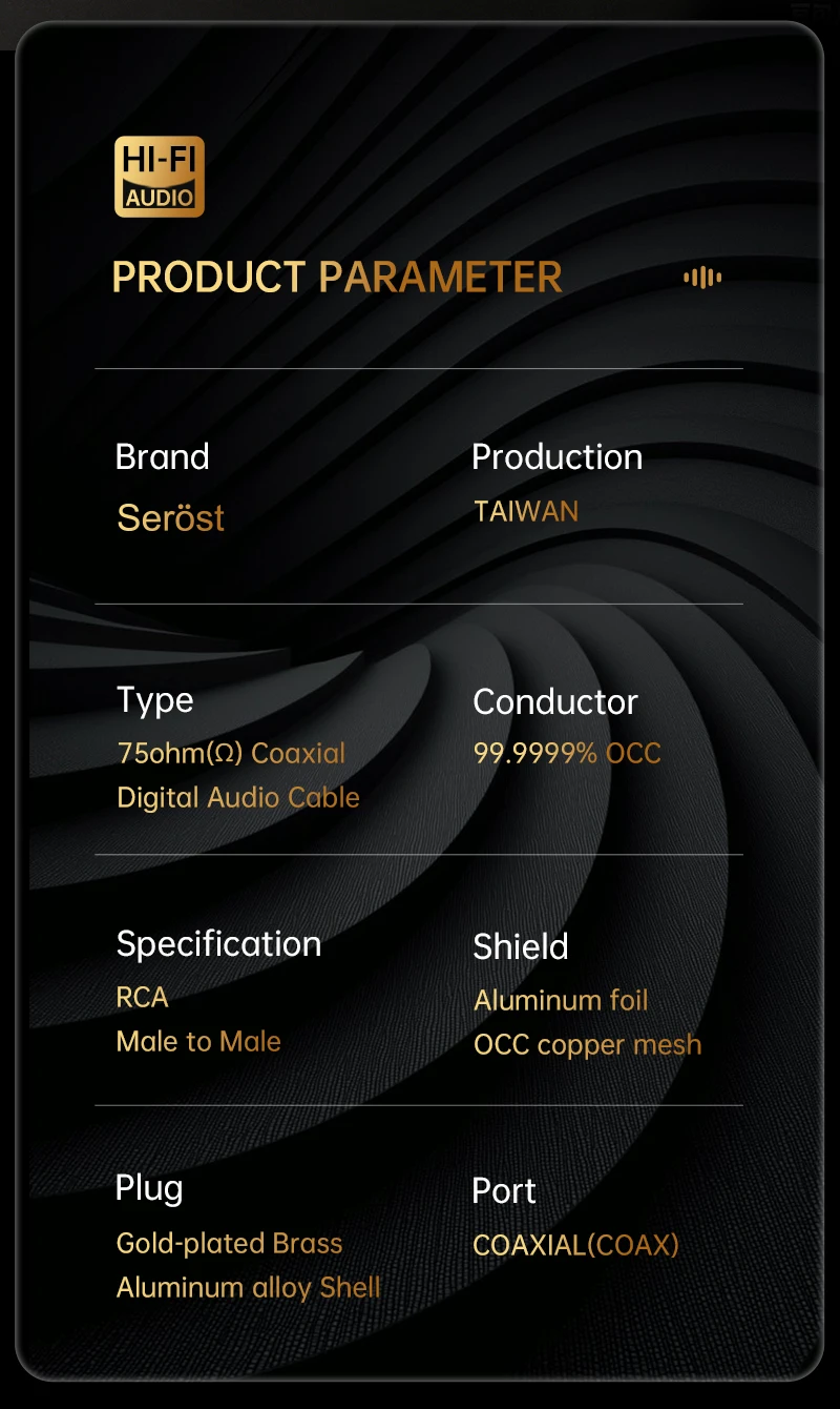 Serost HiFi 75 Ohm 99,9999% OCC Einkristall-Kupfer Digitales Koaxiales Audiokabel für DAC DSP Decoder COAX/SPDIF Anschluss – Detail 8
