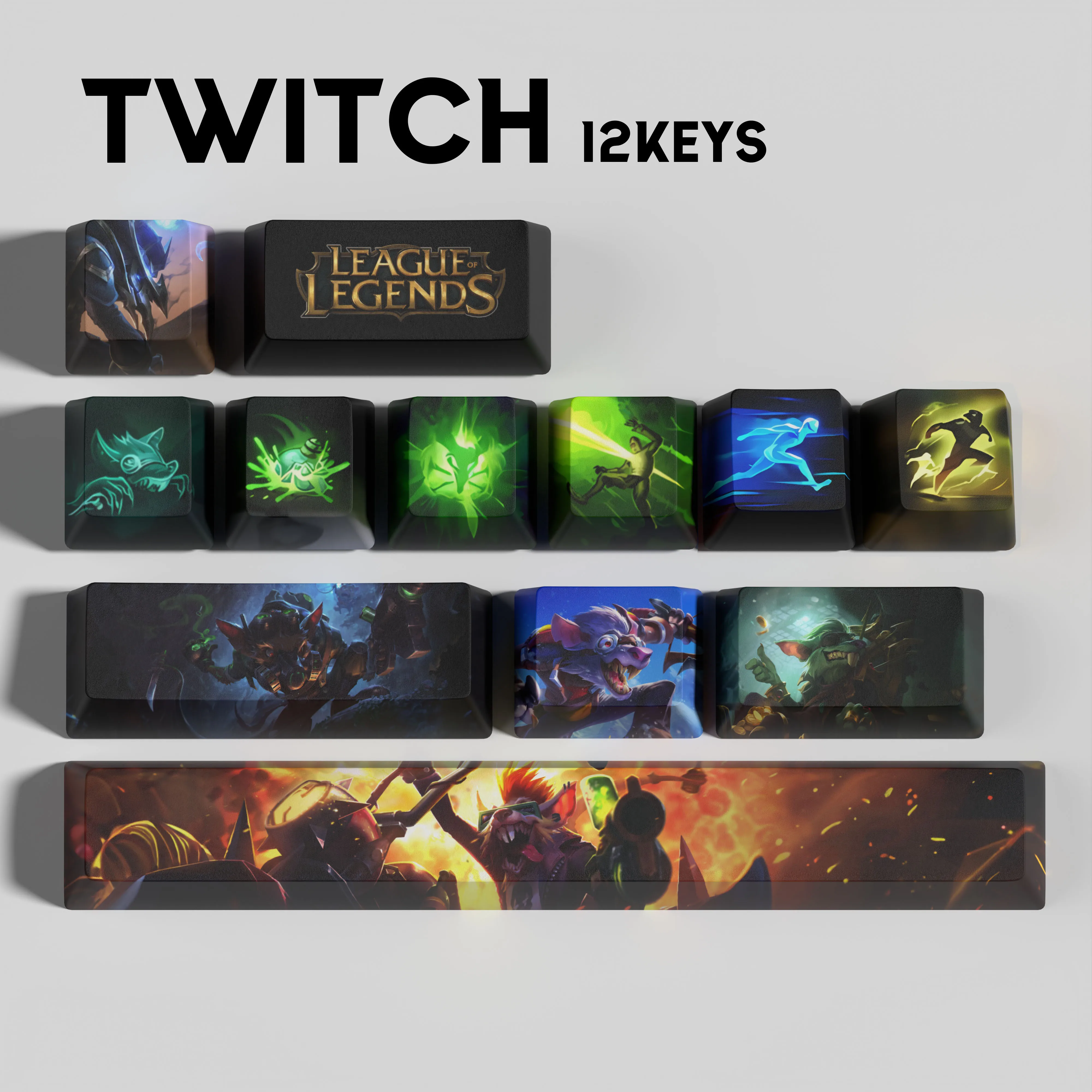 Twitch keycaps League of Legends keycaps  game keycaps OEM Profile 12keys PBT dye sub keycaps