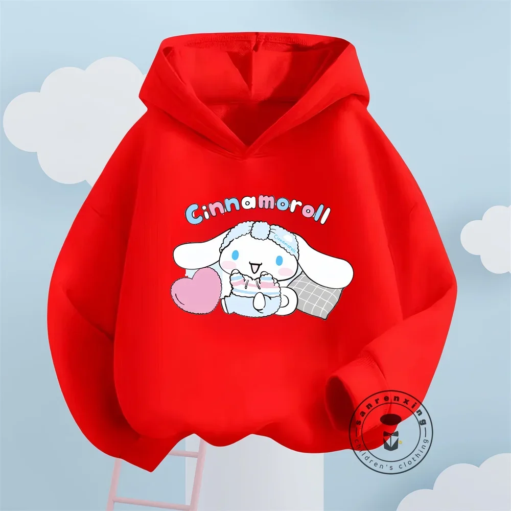 Cute Cinnamoroll Anime Hoodies for Kids Kawaii Designs Soft Long Sleeve Winter Sweatshirts Fashion Warm Children Tops by Sanrio