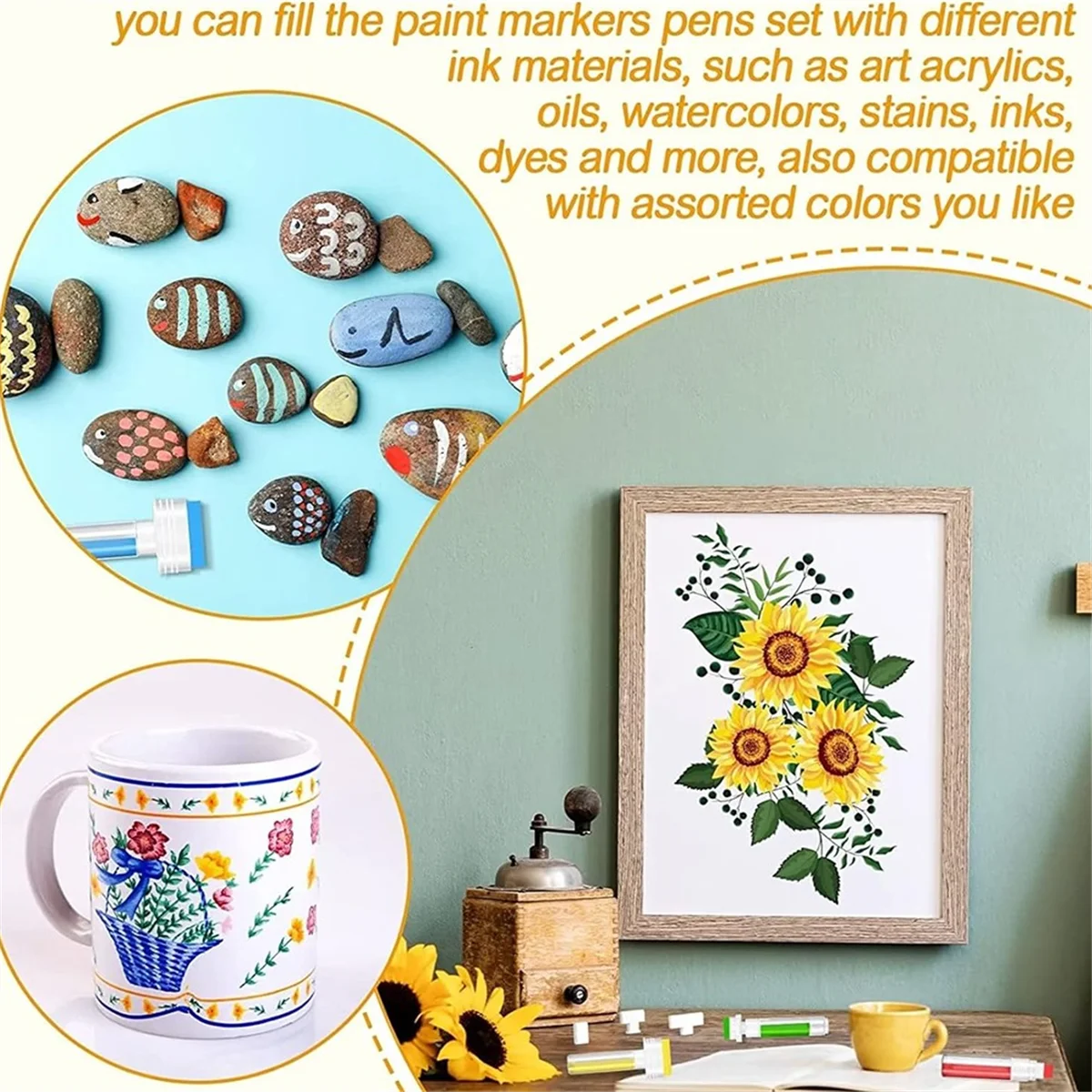 ABLK 10Pack 3mm marqueurs de stylo de retouche de peinture vierge remplissables vides, stylos marqueurs de peinture à tête inclinée ronde pour l'artisanat de peinture d'art