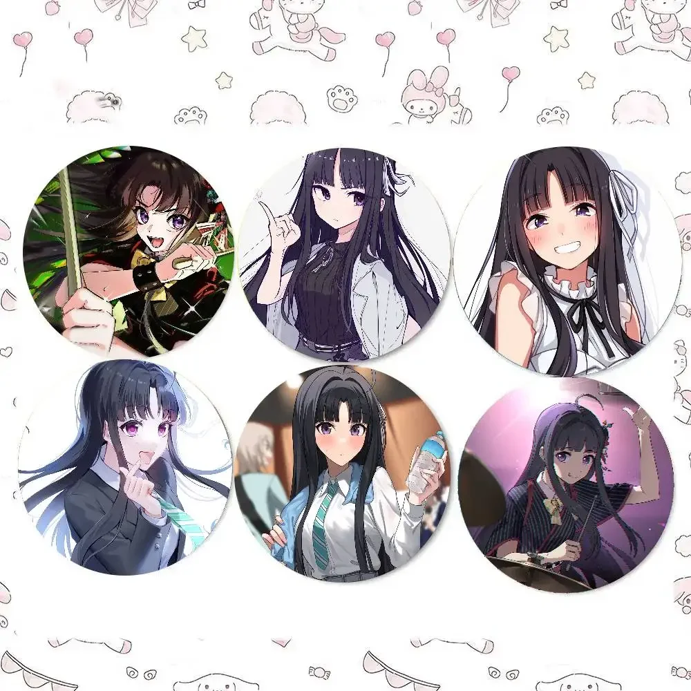 Awa Subaru Music Anime G-GIRLS BAND CRY Badge Tinplate Meme Round Brooch For Hat Bag Creative Lapel Jewelry Accessories Gifts