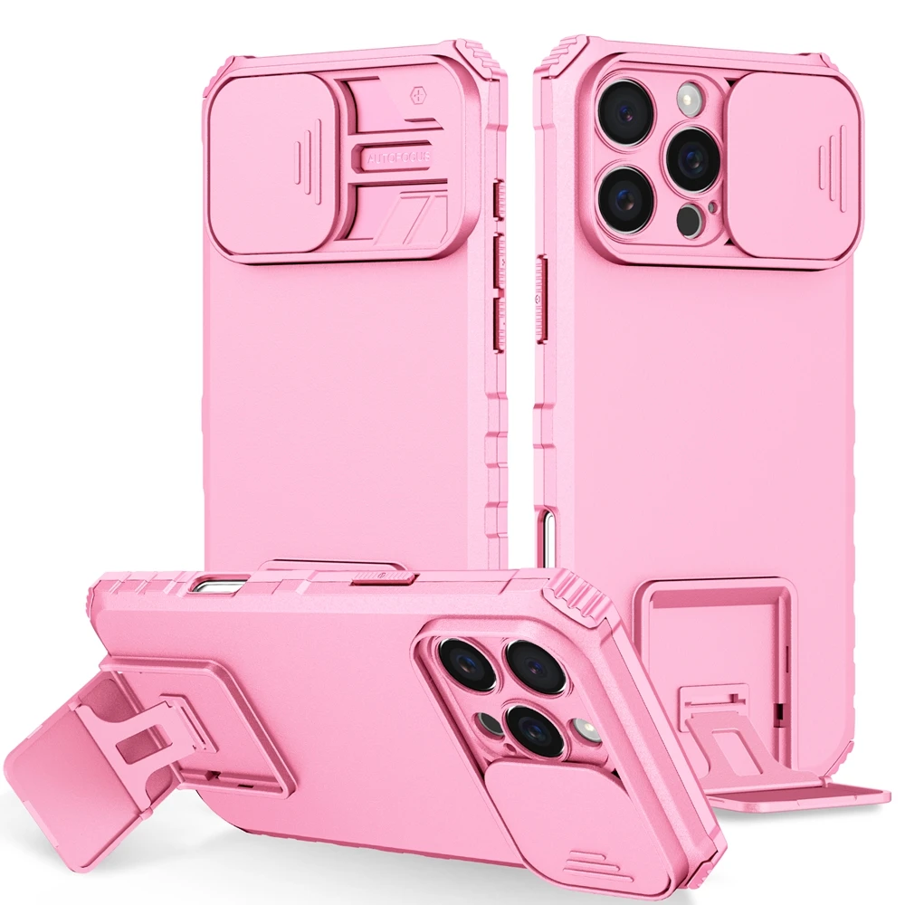 Kamera-Schutz-Schiebehülle für iPhone 17 16 15 14 13 12 11 8 7 Plus Pro X XS XR Max SE – Robuste Kunststoff-Handyhülle mit Halterung – Detail 2