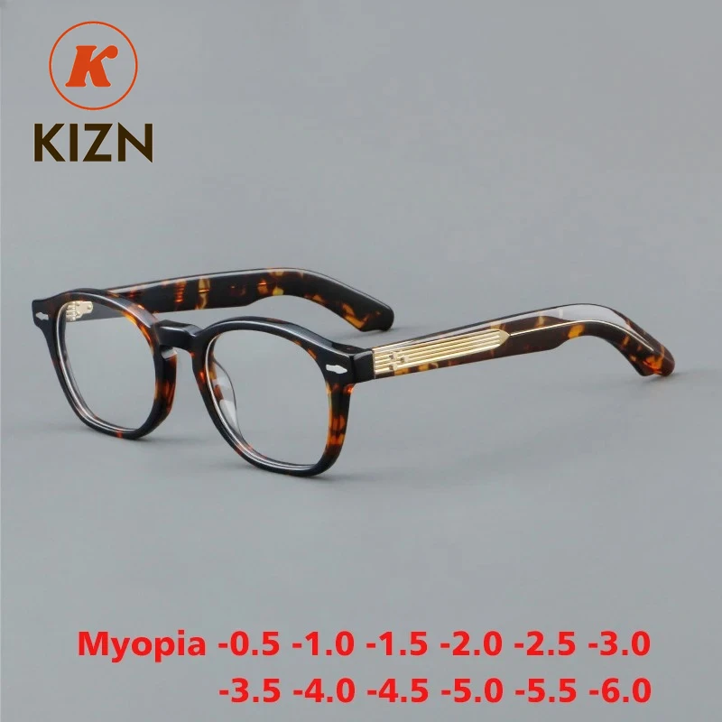 

KIZN Vintage Acetate Myopia Glasses Frame Men Prescription Eyeglasses Women Custom Optics Retro Luxury Eyewear -0.50 to -10