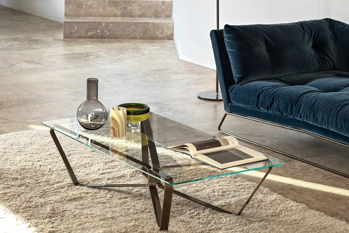 glass side table living room modern minimalist transparent creative square