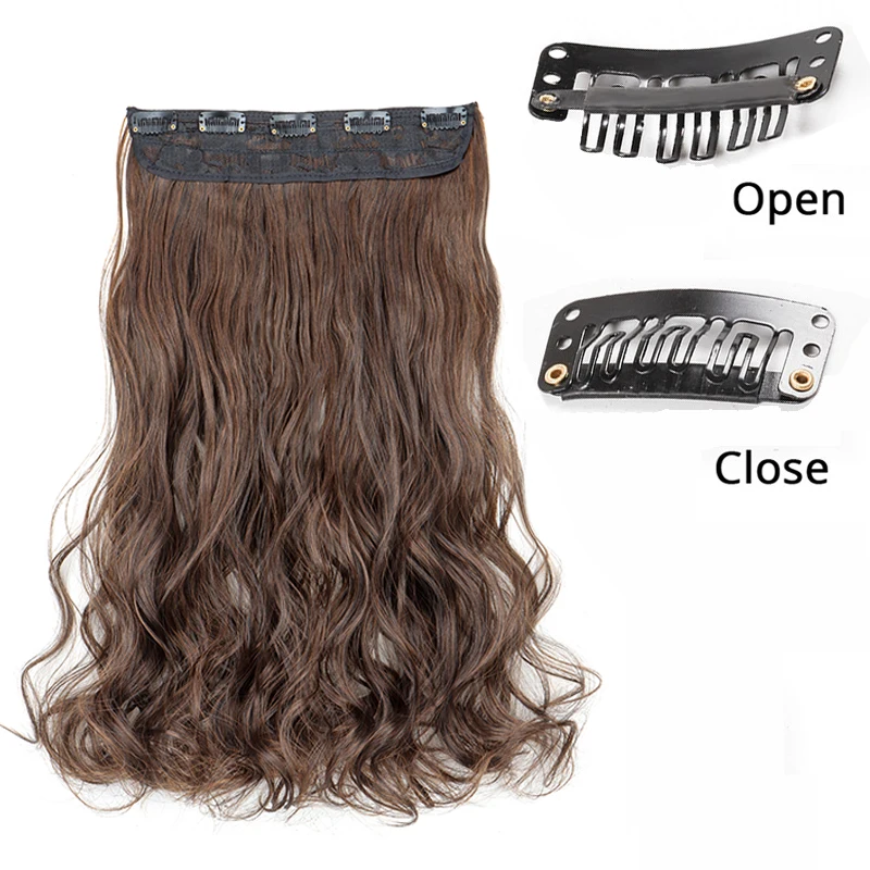 20Inch Synthetic 5 Clip in Hair Extension Long Curly Hairstyle Heat Resistant Hairpiece Black Brown Blonde for Women