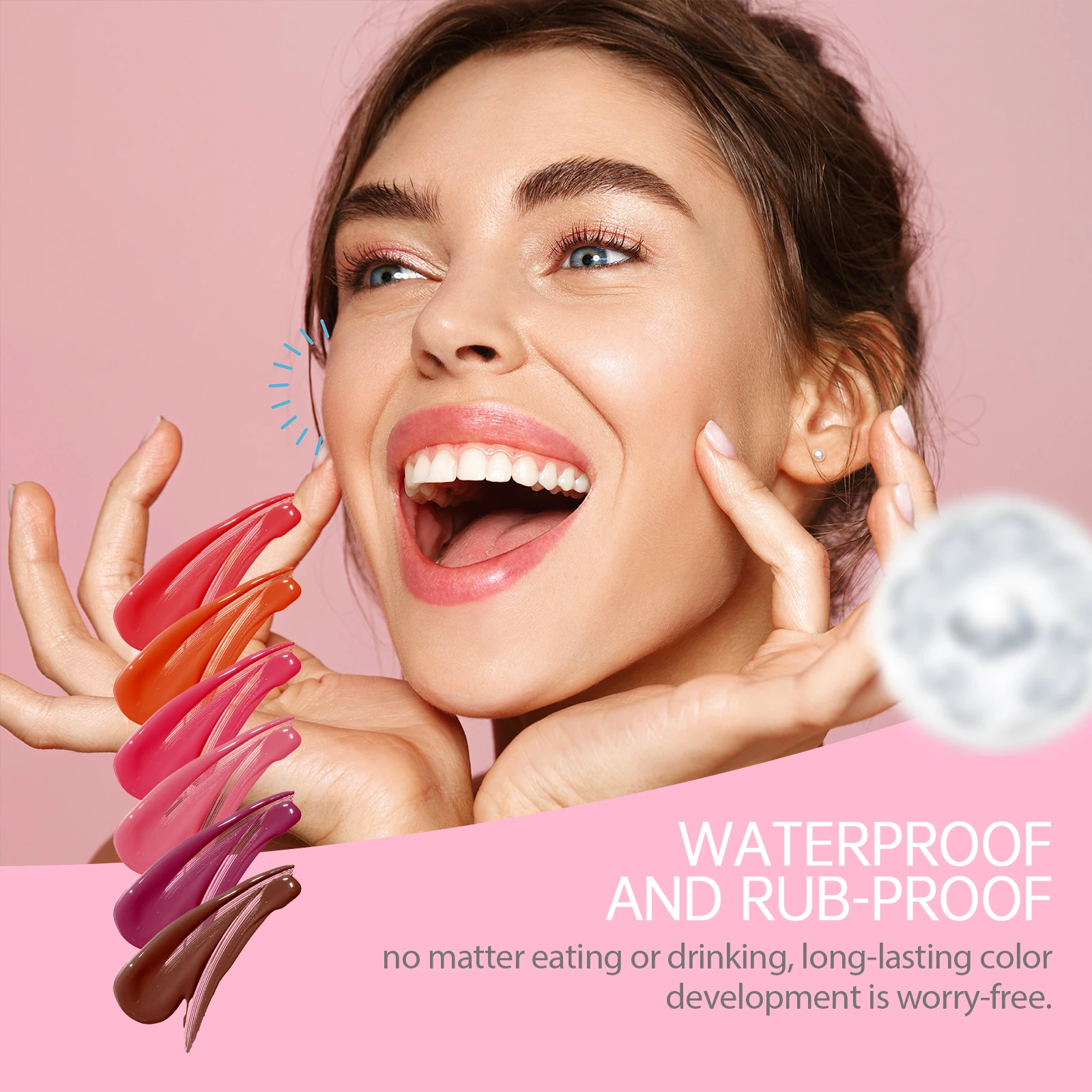 Batom líquido fosco de longa duração, à prova d'água, à prova de transferência, matiz não pegajoso para hidratação dos lábios, não vem