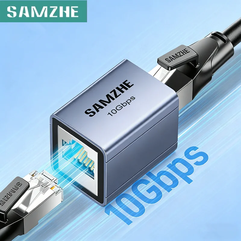 SAMZHE 10Gbps High-speed RJ45 Ethernet Connector Ultra Portable Extends Network Alloy Signal for Cat 8/7/6A/6/5E Ethernet Cable