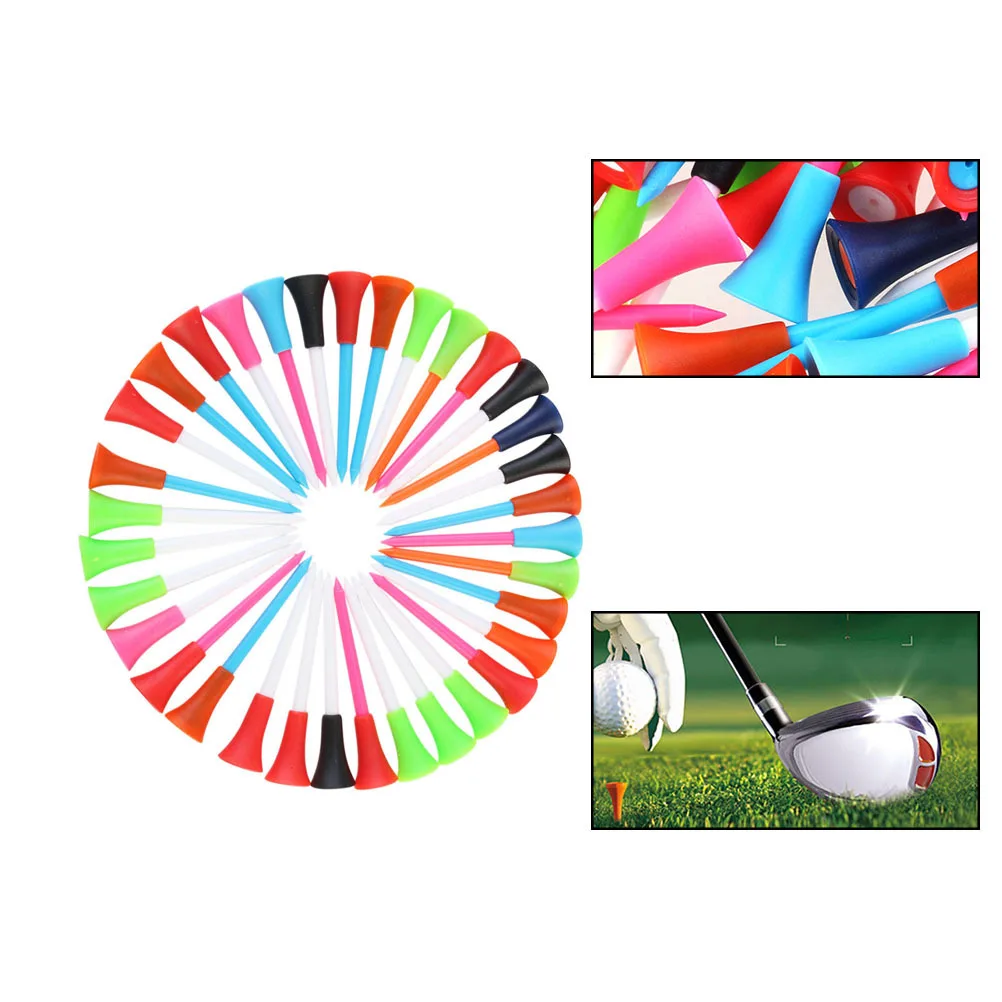 

50Pcs Plastic Golf Tees 83Mm Unbreakable Lightweight Eco-Friendly Training Tools for Golfers Accessories Plastic Tees