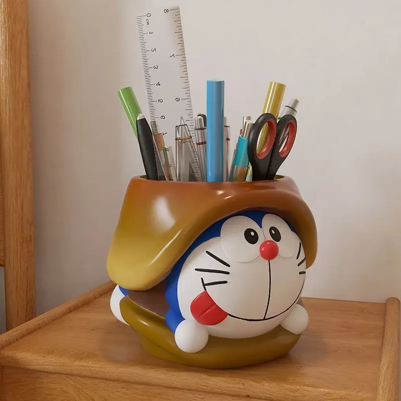 13Cm Doraemon Creative Cute Pen Holder Makeup Brush Storage Large Capacity Office Ornament Desktop Decorate Friend Birthday Gift