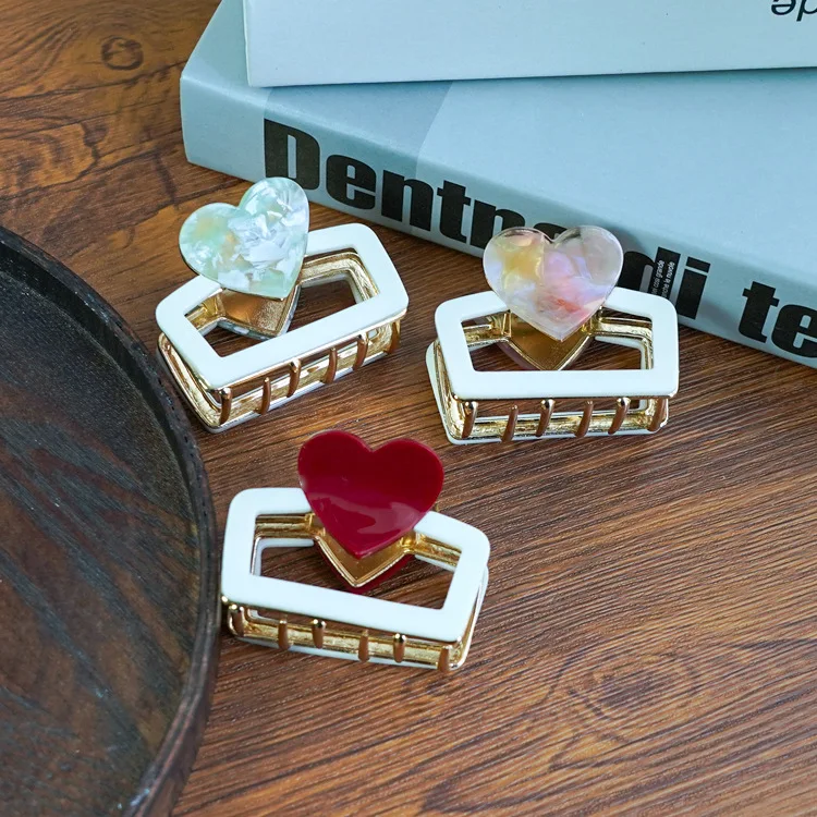 

Hollow Heart Hair Claw Clip - Korean Acetate Square Shark Clip with Alloy Teeth