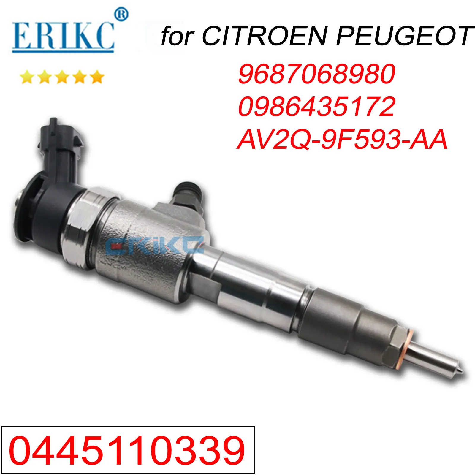 

0445110339 AV2Q-9F593-AA Common Rail Injector 9687068980 For CITROEN C3 DS3 Ford Fiesta 1.4 Peugeot 206 207 208 06-16 0986435172