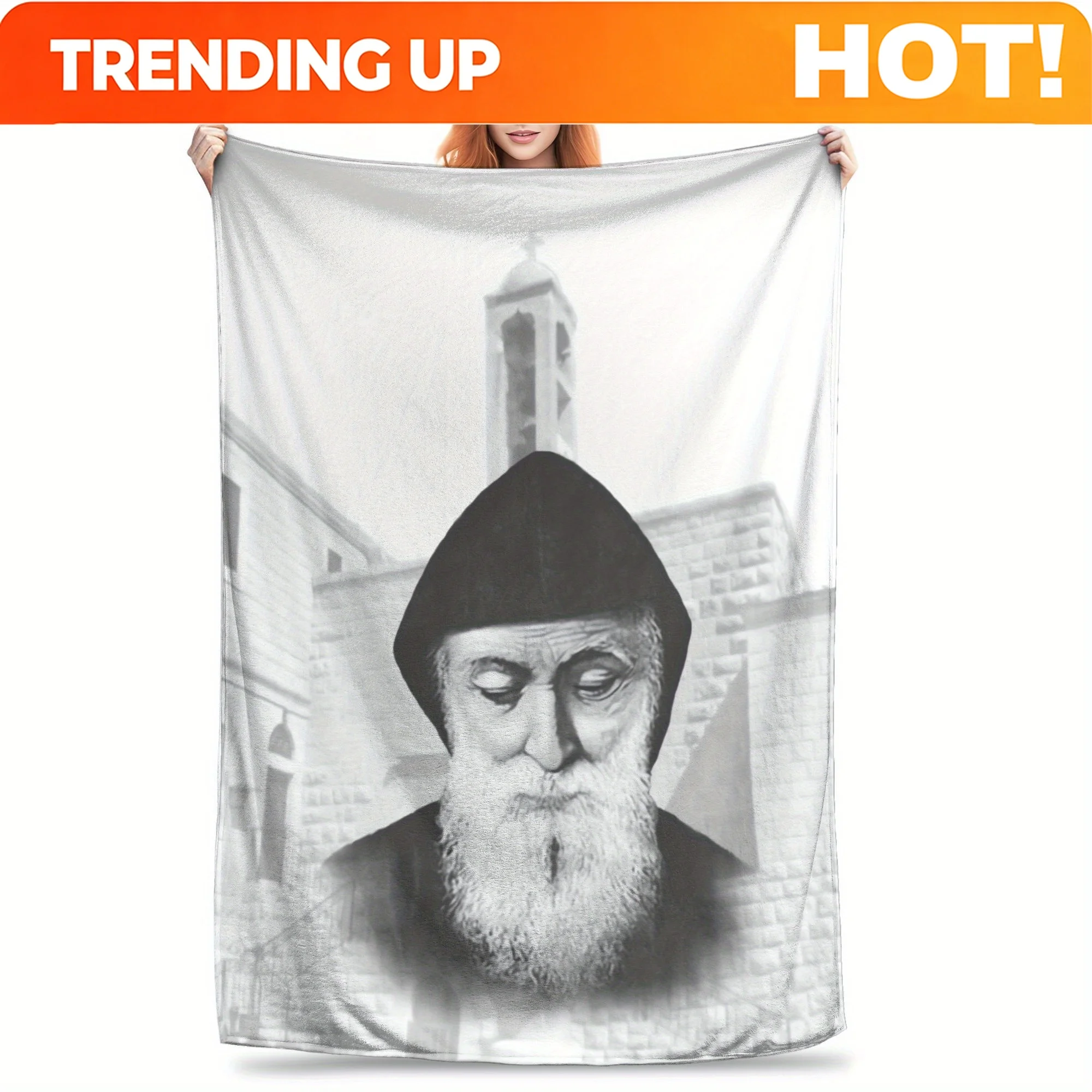 Customize Super Soft Throw Blankets Featuring a Saint Charbel Design, Perfect for Home Or Office Use, with a Portable And Plush