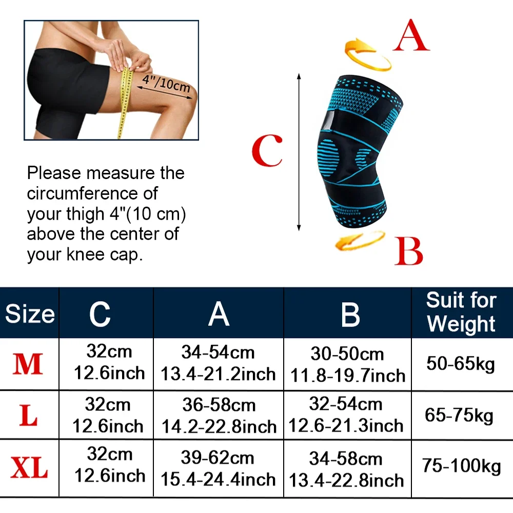 1Pcs Compression Knee Brace with Side Stabilizer Adult Joint Pain Relief Knee Support Meniscus Tear Sports Knee Brace Basketball