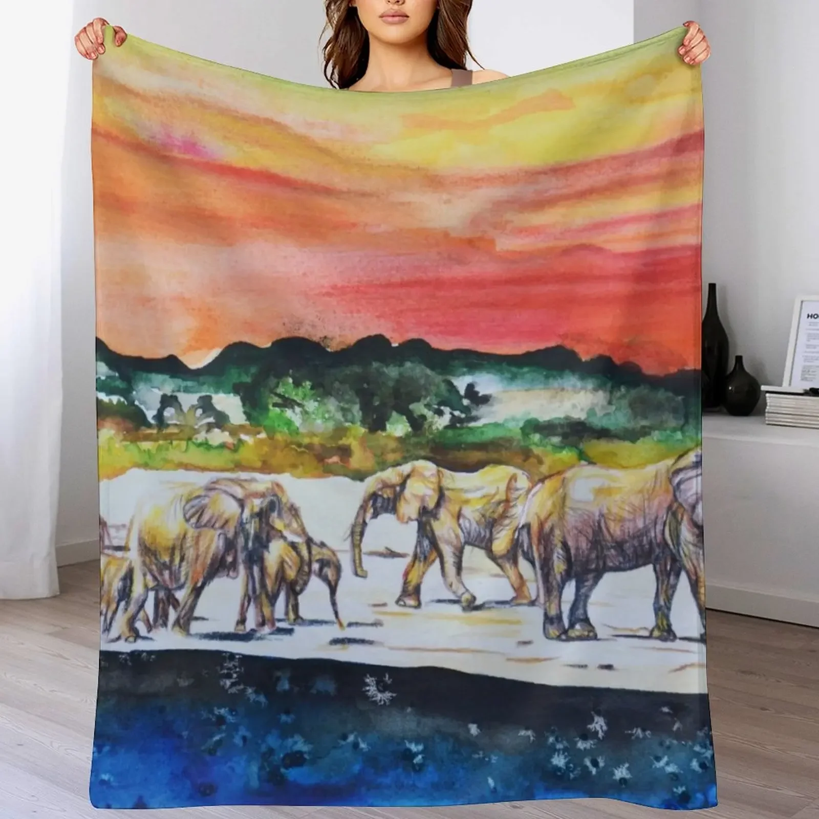 

New Elephant Herd Throw Blanket Long Lasting Soft Plush Blanket for Daily Use