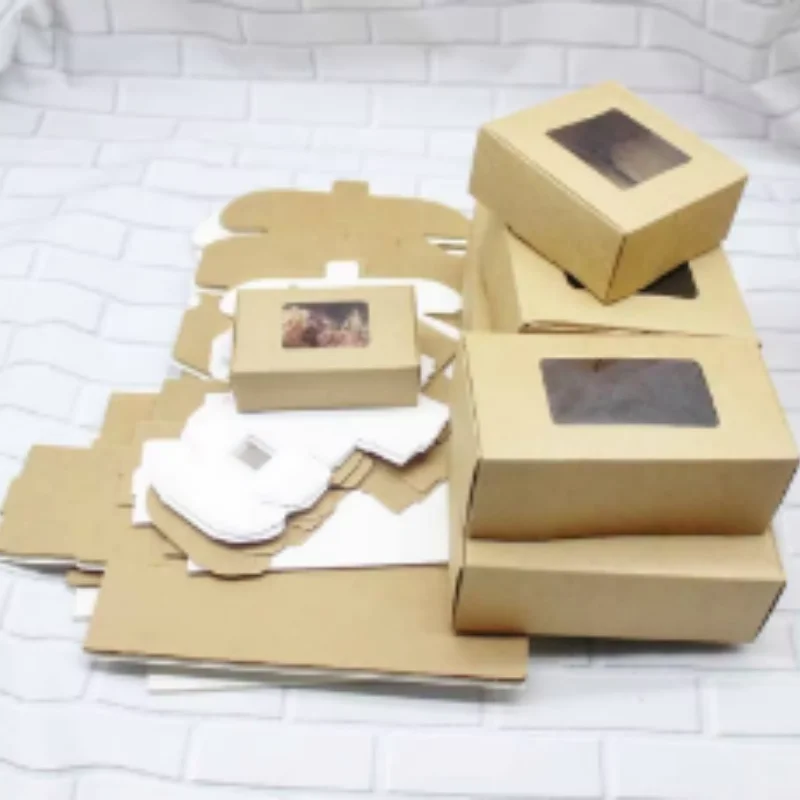 Fensterbox 10 Stück DIY Kraftbox mit Fensterpapier Geschenkbox Kuchenverpackung für Hochzeit Zuhause Party Muffinverpackung Weihnachtsgeschenke – Detail 4