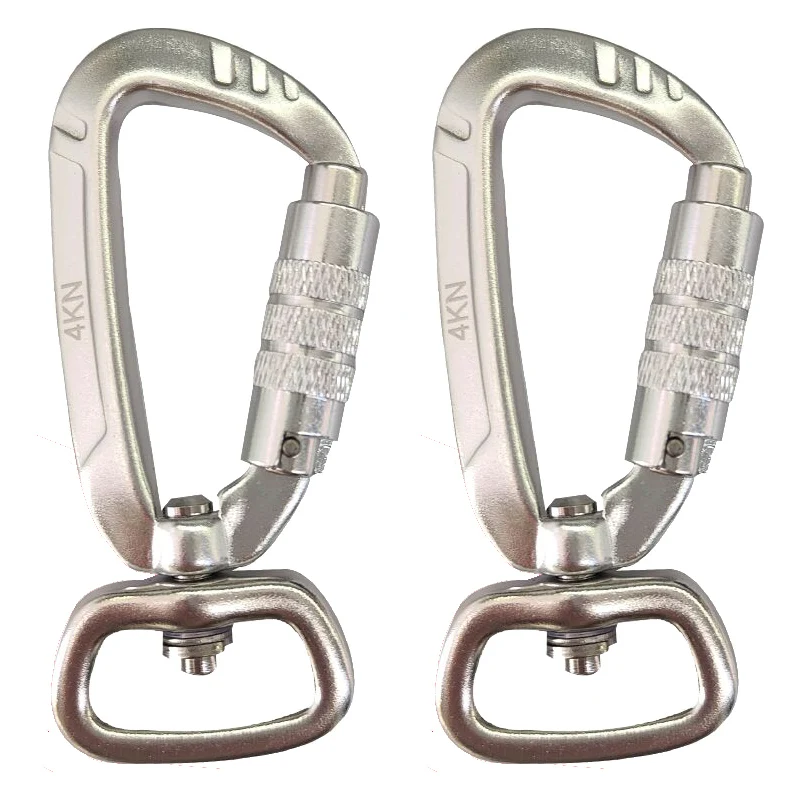 2/4 Stück 4KN Heavy Duty Wirbel Selbstsichernder Karabinerhaken Hundeleine Clip Snap 7075 Luftfahrt Aluminium Drehbolzen Karabinerhaken Drehgelenk – Detail 3