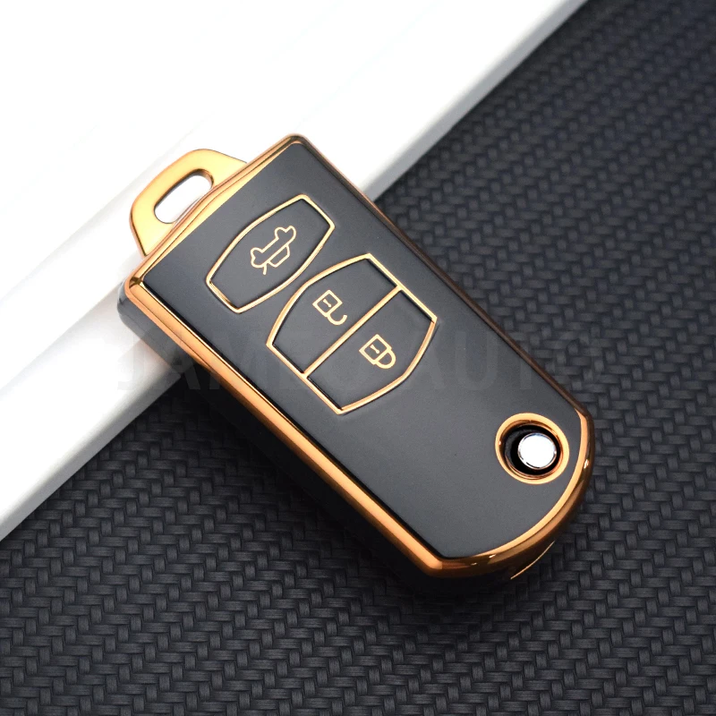 For Mazda 3 2 6 2003 2004 2005 2006 2007 2008 2009 2010 2011 2012 2013 Soft TPU Flip Car Key Case Cover 2 3 Buttons Car Holder