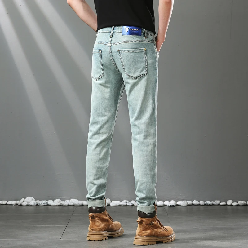 2024 Korean version of the summer thin section jewel blue high luxury business casual versatile Slim straight nine-minute pants