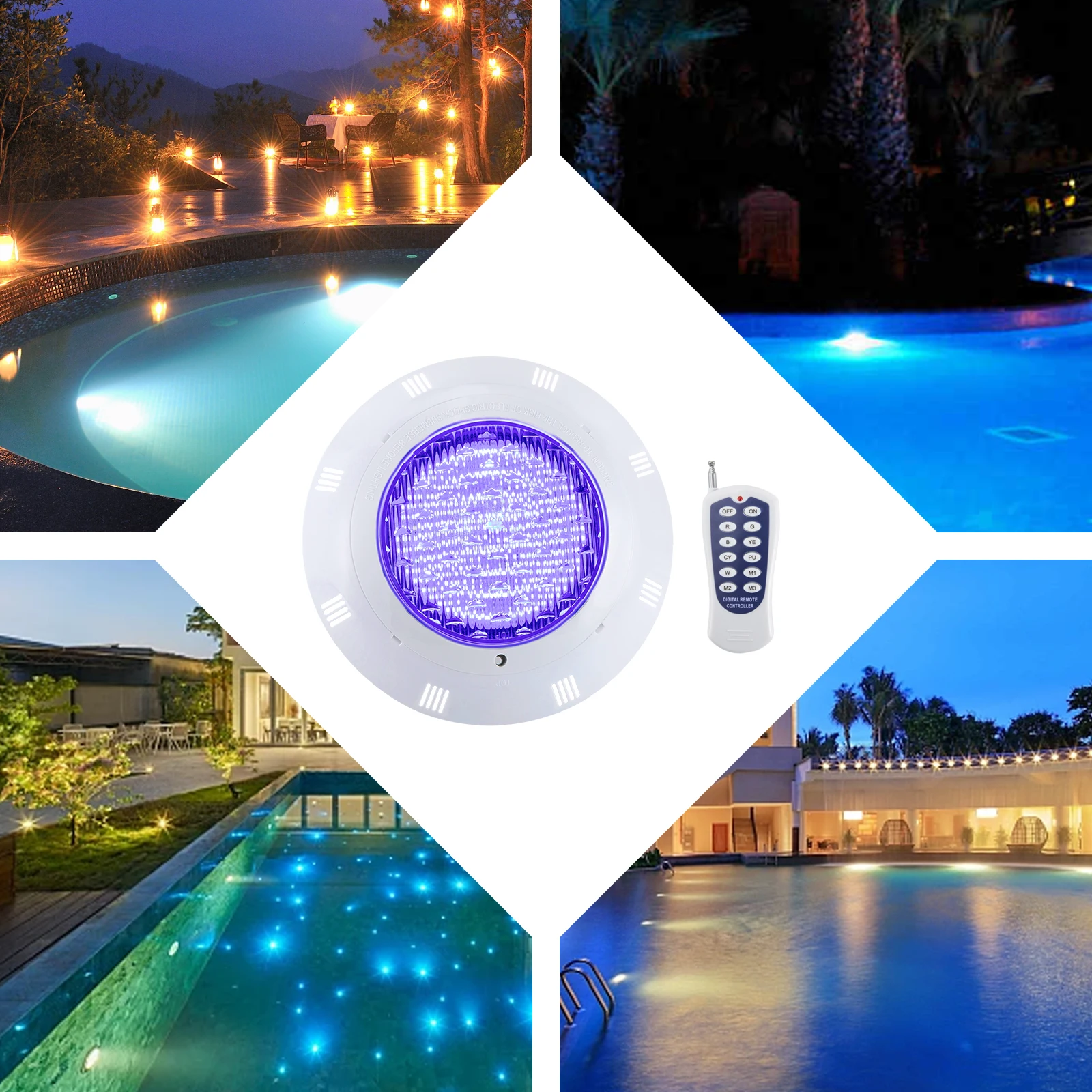 RGB Swimming LED Pool Lights Multi Color Underwater Light IP68 Waterproof Lamp 36W AC 12V with Remote Control