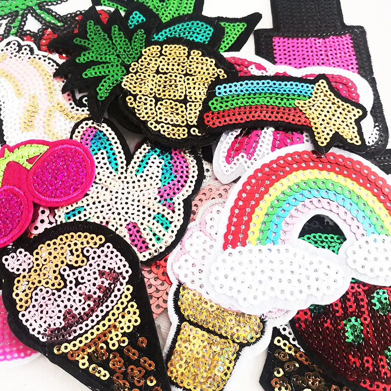 25Pcs/lot Mixed Sequins Clothes Patches Ironing for Jackets Jeans Girls Stickers Sequined Appliques DIY Cloth Decoration