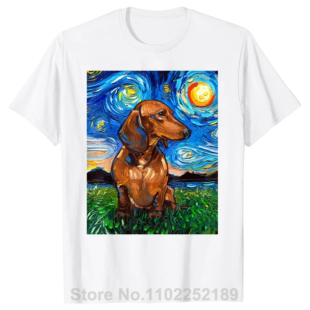 Brown Short Hair Dachshund Doxie Dog Art T Shirts Graphic Cotton Streetwear Short Sleeve Birthday Gifts T-shirt Mens Clothing